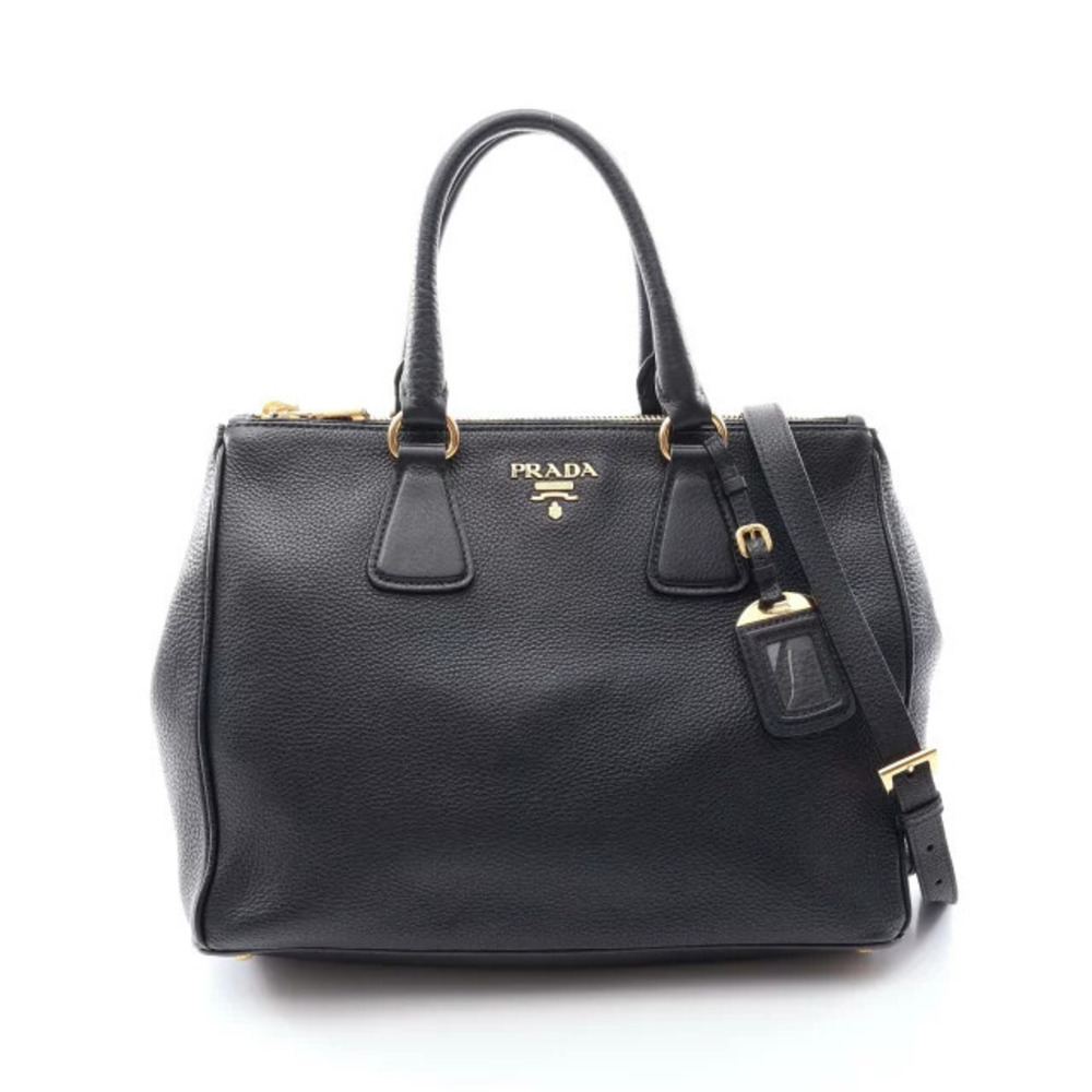 Prada Vitello Daino Handbag Leather Black